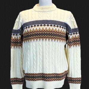 VINTAGE 60s 70s JCPenney men’s knit sweater fair‎ isle ski lodge classic style